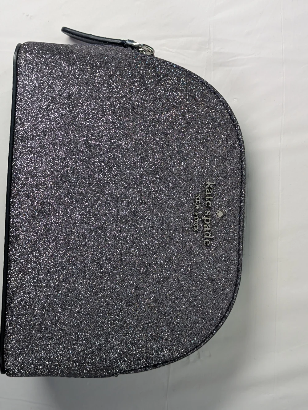 Kate Spade Silver Glitter Cosmetic Pouch